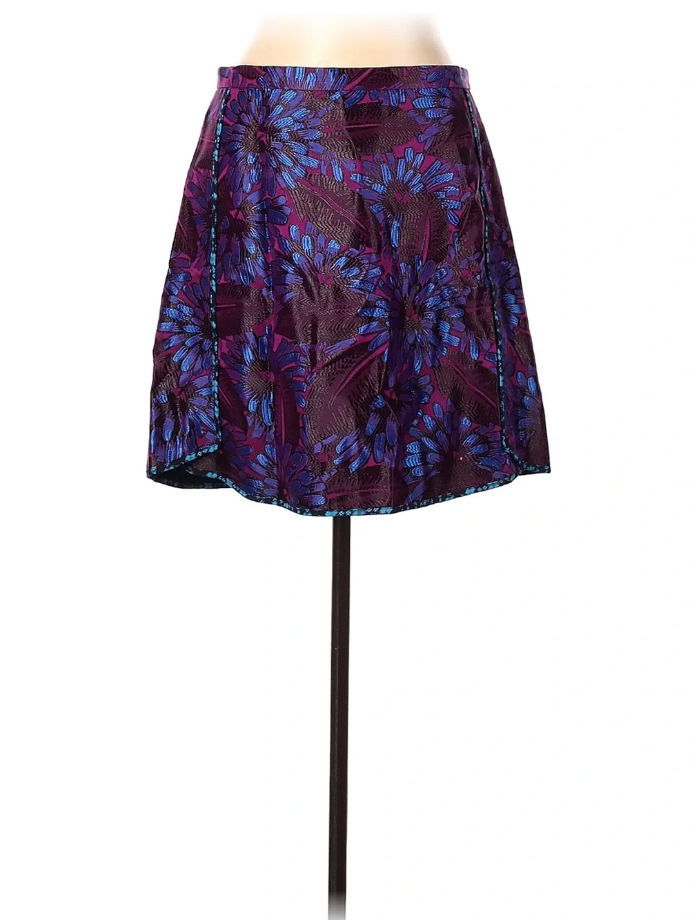 J. Crew Purple Floral Circle Skirt with Blue Accents